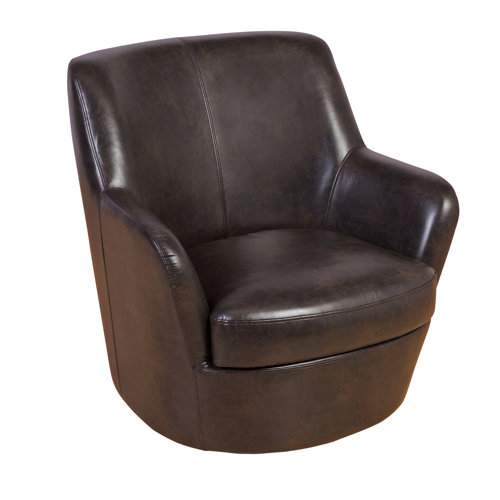 Brayden Studio® Starine Faux Leather Swivel Barrel Chair Wayfair